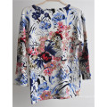 Ladies Round Neck Pullover Printed Knit Sweater